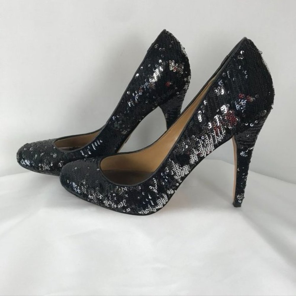 Badgley Mischka Sequin Colour-Changing Black Pumps